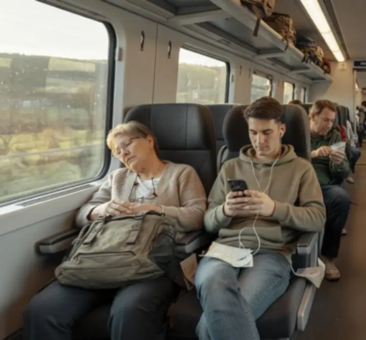 Busz, vonat és repülő olcsó utazási lehetőségek illusztrációja