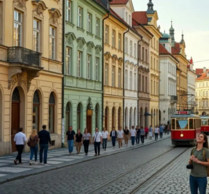Modern európai város látképe naplementében